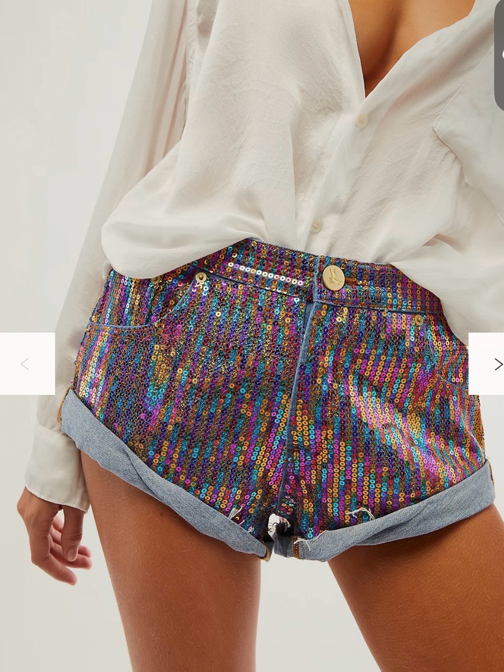 One Teaspoon x Free People Bandits Sequin Denim Shorts - Size 28 - NWT